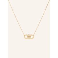 Ferragamo女式闪亮表面铭牌设计搭扣延长链项链