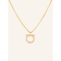 Ferragamo闪耀光泽GANCIO吊坠项链女可调节圆盾链女士配饰意大利工艺白钻