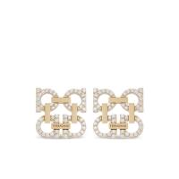 Ferragamo女饰品质感水晶点缀四叶幸运夹式耳钉