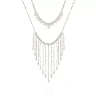 盖尔斯(GUESS)叠戴效果项链两排闪钻金色调项链短款寸长款寸可调节