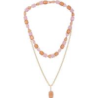 盖尔斯(GUESS)女士罗赛金桃晶玻璃石叠层项链时尚百搭配饰潮流珠宝