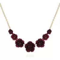 盖尔斯(GUESS)女款多层玫瑰花卉项链金色金属链条优雅饰品装点你的魅力