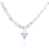 盖尔斯(GUESS)时尚女款银色链条项链 轻盈三角吊坠点缀优雅气质