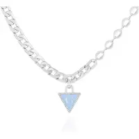 盖尔斯(GUESS)时尚女款银色链条项链 轻盈三角吊坠点缀优雅气质
