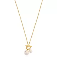 Salvatore Ferragamo优雅珍珠吊坠项链 女士调节链长精致配饰 经典魅力