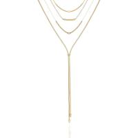 盖尔斯(GUESS)多层金属项链镀金玻璃石21英寸可调锁扣女式优雅简约