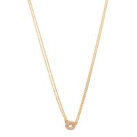 Salvatore Ferragamo优雅金色黄铜项链带玻璃饰品时尚气质提升