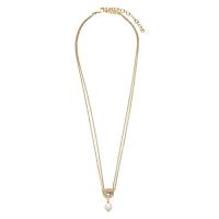 Salvatore Ferragamo菲拉格慕女士黄铜珍珠项链