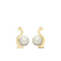 Salvatore Ferragamo女士几何轮廓耳饰树脂珍珠金色饰面时尚优雅风格