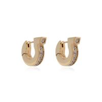 Salvatore Ferragamo闪亮水钻U形耳环金色铜质女士耳饰日常佩戴舒适
