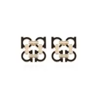 Salvatore Ferragamo黄铜搪瓷女士几何金属珐琅logo耳钉潮百搭耳饰