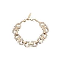 Salvatore Ferragamo黄铜水晶点缀GANCINI设计女士手链时尚百搭配饰