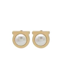 Salvatore Ferragamo黄铜玻璃拼接女士耳钉复古风格时尚百搭配饰