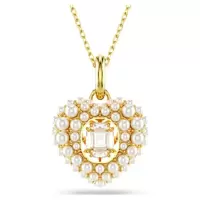 Swarovski Idyllia系列心形吊坠 金色镀层设计 镶嵌水晶珍珠 时尚女性项链