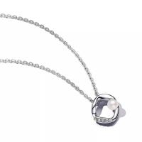 Pandora/潘多拉银淡水珍珠项链女士短款闪钻可调节项链配饰永恒经