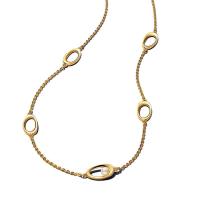 Pandora女士长款淡雅珍珠金镀项链k仿金工艺优雅饰品长期佩戴