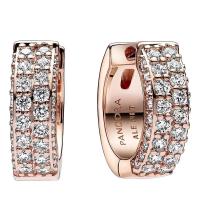 pandoraK玫瑰金镀层耳夹镶白锆石复古风耳钉女款耳攀适合作为礼物