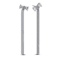 pandora女士银质滴珠蝴蝶结耳环优雅时尚百搭饰品