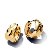 pandora女士镀层波纹 hoops 耳环长款时尚优雅饰品