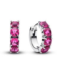 pandora银色女士锁骨链式粉钻 hoops 耳环工艺施华洛世奇风