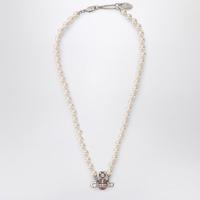 Vivienne Westwood KITTY珍珠项链饰边锁扣水晶小球吊坠