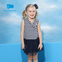 丽婴房童装女童连衣裙夏季无袖背心裙儿童V领条纹公主裙新款