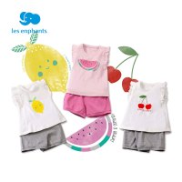 丽婴房童装女童套装纯棉儿童水果印图外出套装T恤裤子夏新款