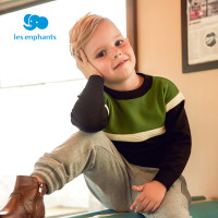 丽婴房童装男童时尚毛衣宝宝拼接针织衫套头国潮圆领毛线衫19秋新