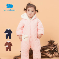 丽婴房童装婴儿仿羊羔绒外出哈衣保暖冬装新款男女宝宝连体衣