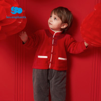 丽婴房童装宝宝冬装天鹅绒厚款保暖连体衣中国风撞色哈衣新款