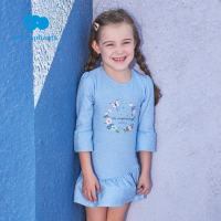 丽婴房童装女宝宝甜美可爱连衣裙女童斜拼接印花裙子2020春季新款