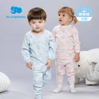 丽婴房儿童宝宝纯棉内衣套装男女童半高领两粒扣睡衣套装2020秋款