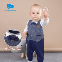 丽婴房童装男宝宝西服假两件哈衣爬服儿童新款礼服连体衣2020秋装