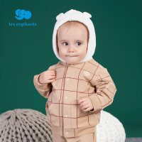 丽婴房童装儿童外套新品学院风格子连帽上衣男女宝宝拉链衫2020秋