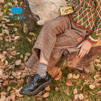 丽婴房童装女童秋装裤子2020新款格子阔腿裤儿童绵羊毛休闲九分裤