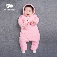 丽婴房童装女宝宝空气层厚款保暖连体衣可爱柔软连身装2020冬新款