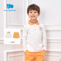 丽婴房童装纯棉针织上衣2021年春季新品男童翻领印花长袖T恤