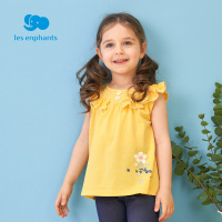 丽婴房童装女童短袖T恤儿童荷叶边绣花宽松上衣2021年夏季新品