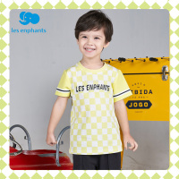 丽婴房童装男童t恤夏装儿童宽松短袖上衣新款男宝宝格子T恤2021