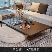 意式极简茶几简约现代轻奢设计师创意长方形日式实木北欧风格家用