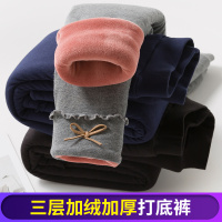 绣花猫童装女童加绒加厚款打底裤秋冬2019新款秋冬装洋气小童裤子儿童女宝宝婴儿