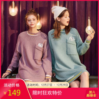 [1折价33.9元]唐狮秋冬新款女连衣裙中长款毛衣裙韩版甜美学生裙