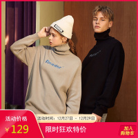 [1件1折价49.9元]唐狮冬新款高领情侣毛衣宽松毛衣情侣款潮流字母针织毛衫