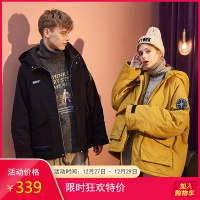 唐狮情侣装棉衣冬季新款工装棉袄男宽松连帽外套潮