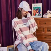 [1折价49.9元,叠加优惠券]唐狮春季新款条纹卫衣女圆领韩版宽松长袖薄款套头卫衣女潮