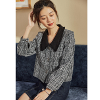 唐狮秋装新款长袖衬衫女小香风韩版上衣设计感小众娃娃衫