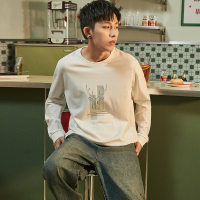 [200元任选3件]唐狮春秋季新款卫衣男圆领宽松长袖上衣套头衫图案港风潮流