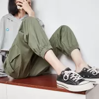[1折价39.9元,叠加优惠券]唐狮秋新款裤子女宽松工装裤女显瘦高腰超火工装裤束脚休闲裤