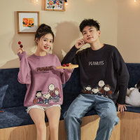 史努比联名唐狮秋冬新款情侣毛衣男装圆领宽松外穿潮针织衫