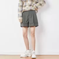 [8.5折价59.4元叠加优惠券]唐狮新款休闲裤中短裤女秋冬季高腰外穿显瘦百搭毛呢短裤宽松